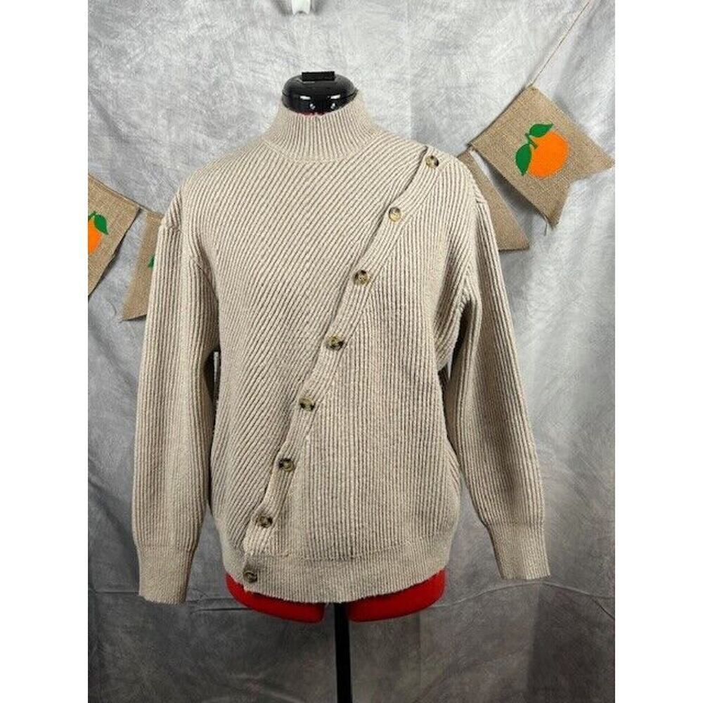 Women’s ASTR the label Button Slit Front Sweater Taupe Size Small - Picture 2 of 6